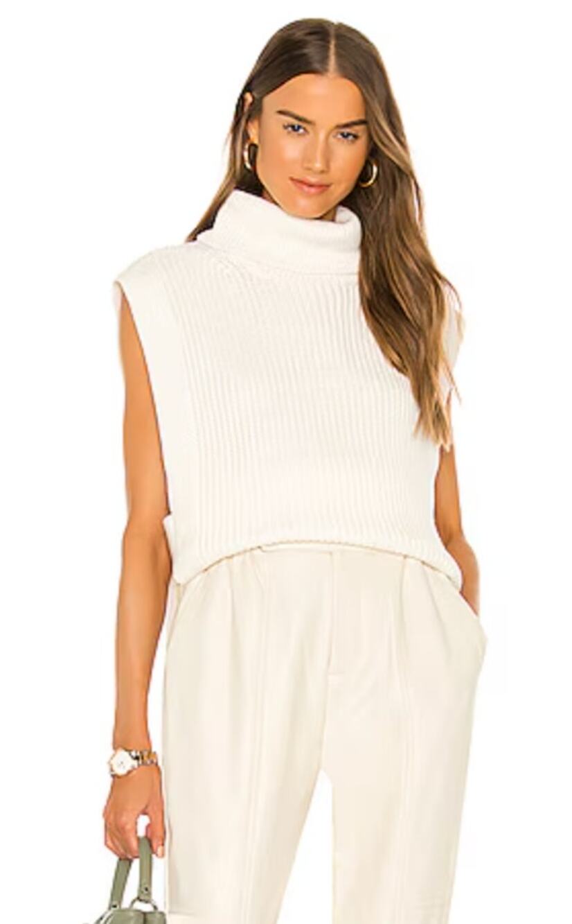 Vince Sleeveless Turtleneck Sweater S White Cream Wool Cashmere Capsule Knit